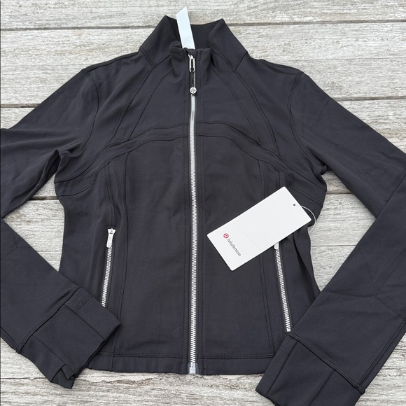 lululemon athletica Tops - Lululemon Define Cropped Jacket Nulu Black Mirror Silver size 8 NWT